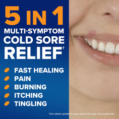 Three-pack Abreva cold sore treatment bottles for portable care.