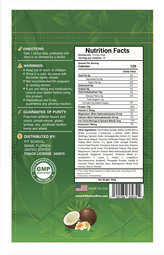 ABSLEAN vegan protein scoop mixed into shake for easy daily consumption.