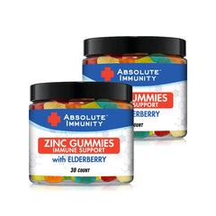 Absolute Immunity gummies in front of bottle promote potential immune health support
