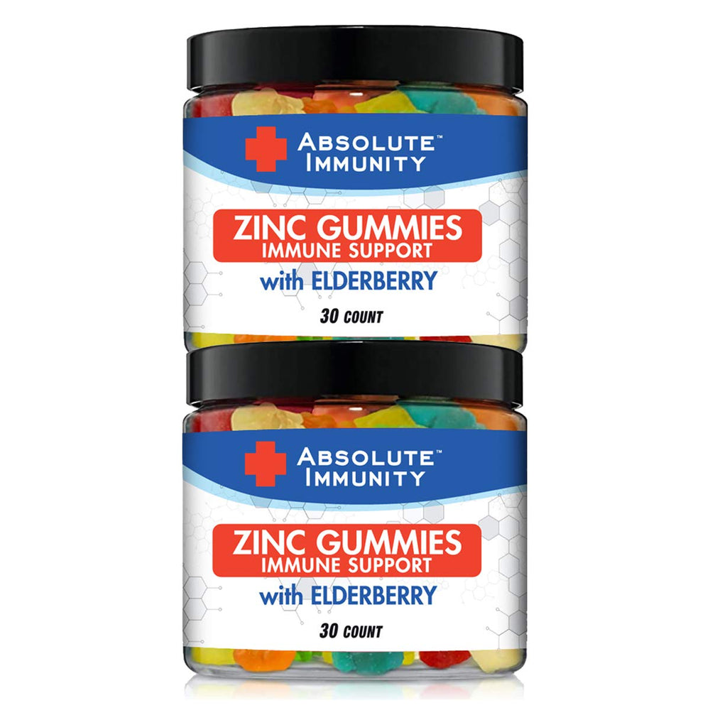 Absolute Immunity gummies ingredient panel view highlights zinc, elderberry, and vitamin C for immune health