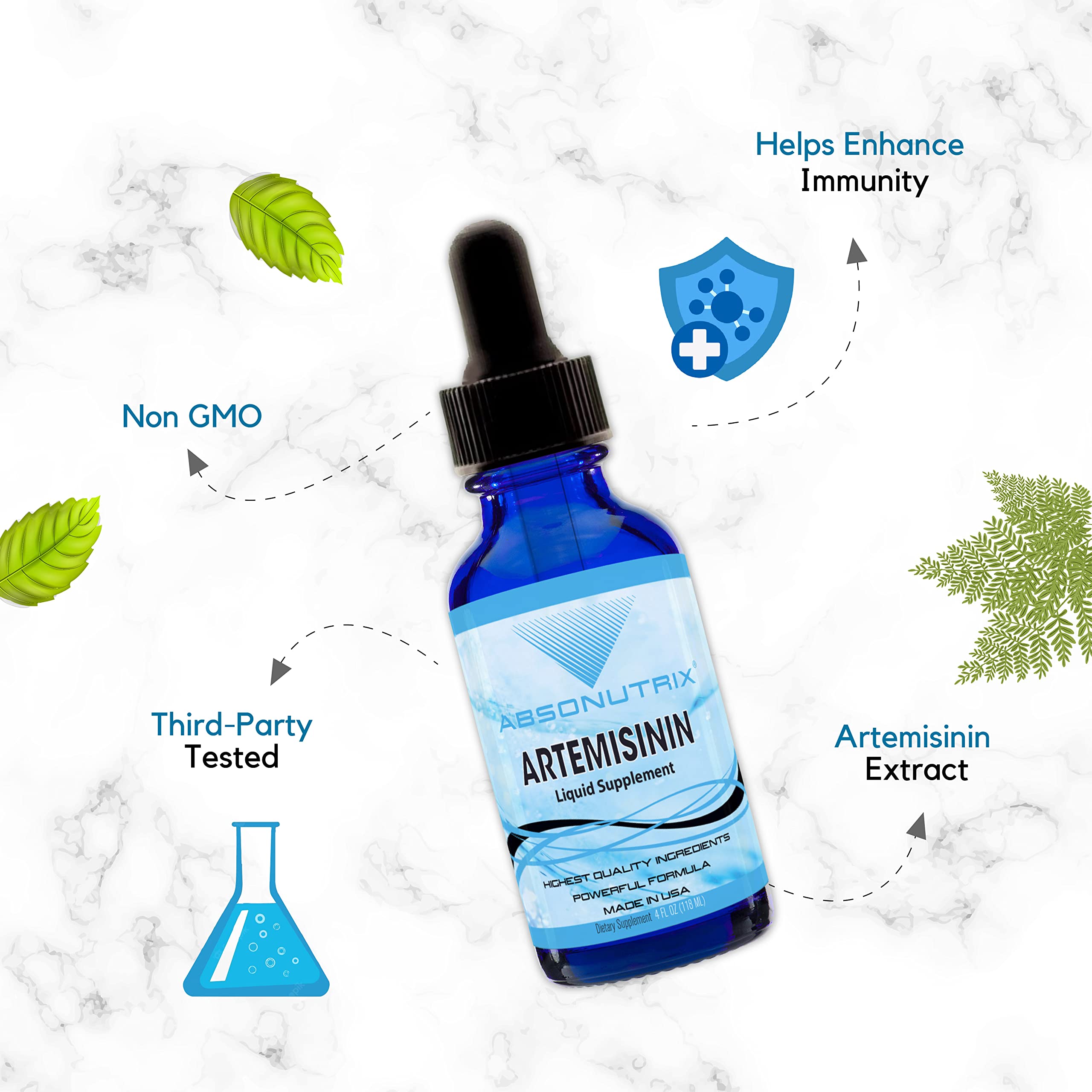 Absonutrix Artemisinin cruelty-free packaging emphasizes ethical testing.