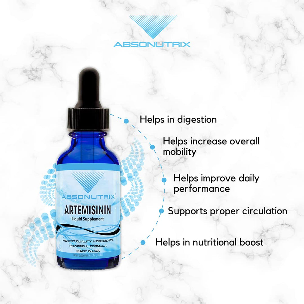 Absonutrix Artemisinin ingredients panel features sweet wormwood extract.