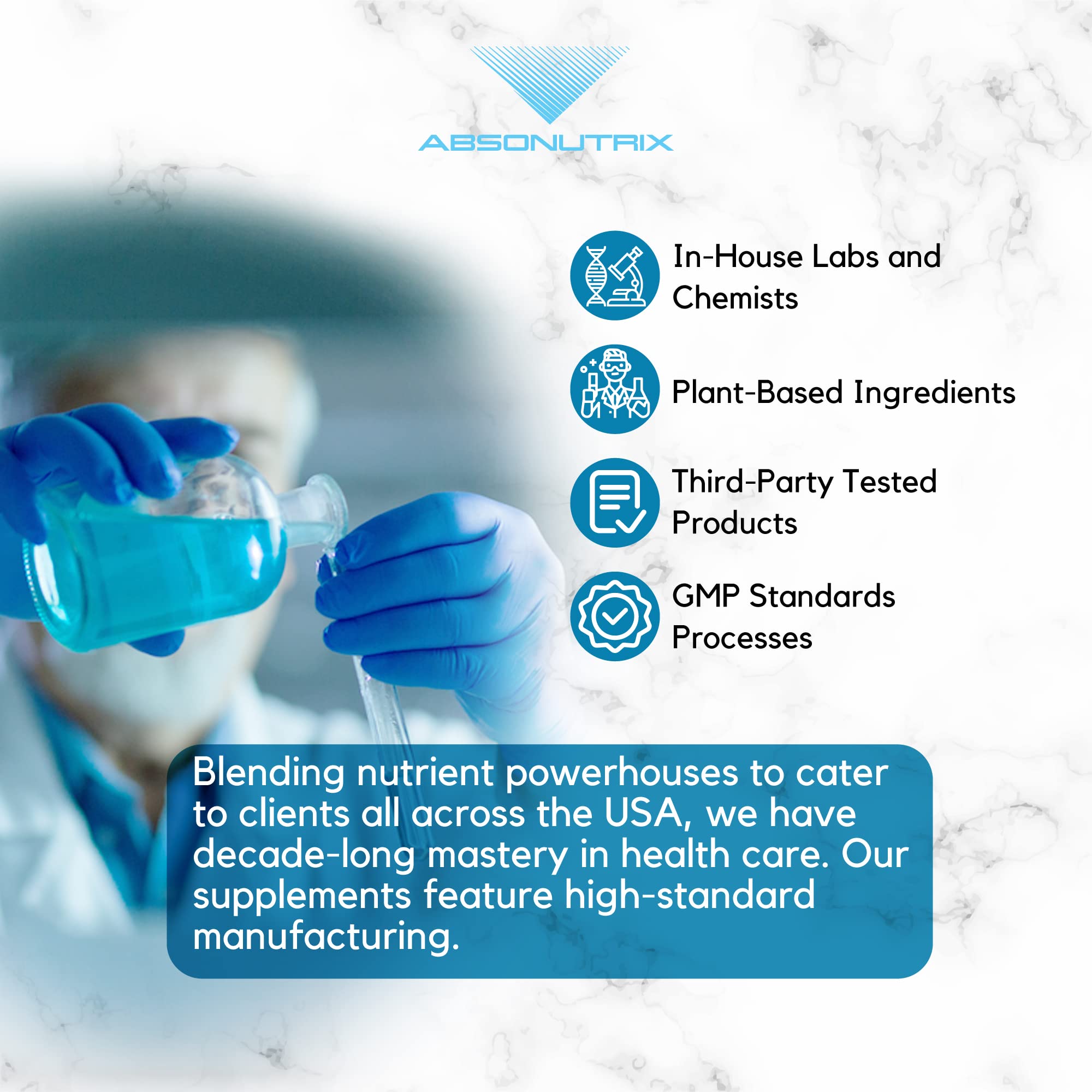 Absonutrix bottle label closeup showing ingredients and usage guidance.