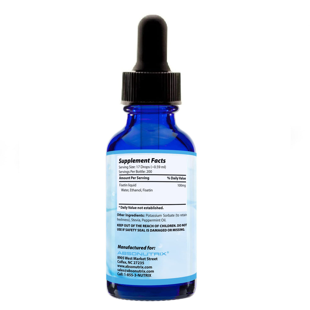 Absonutrix Fisetin dropper dispensing for easy daily dosage.