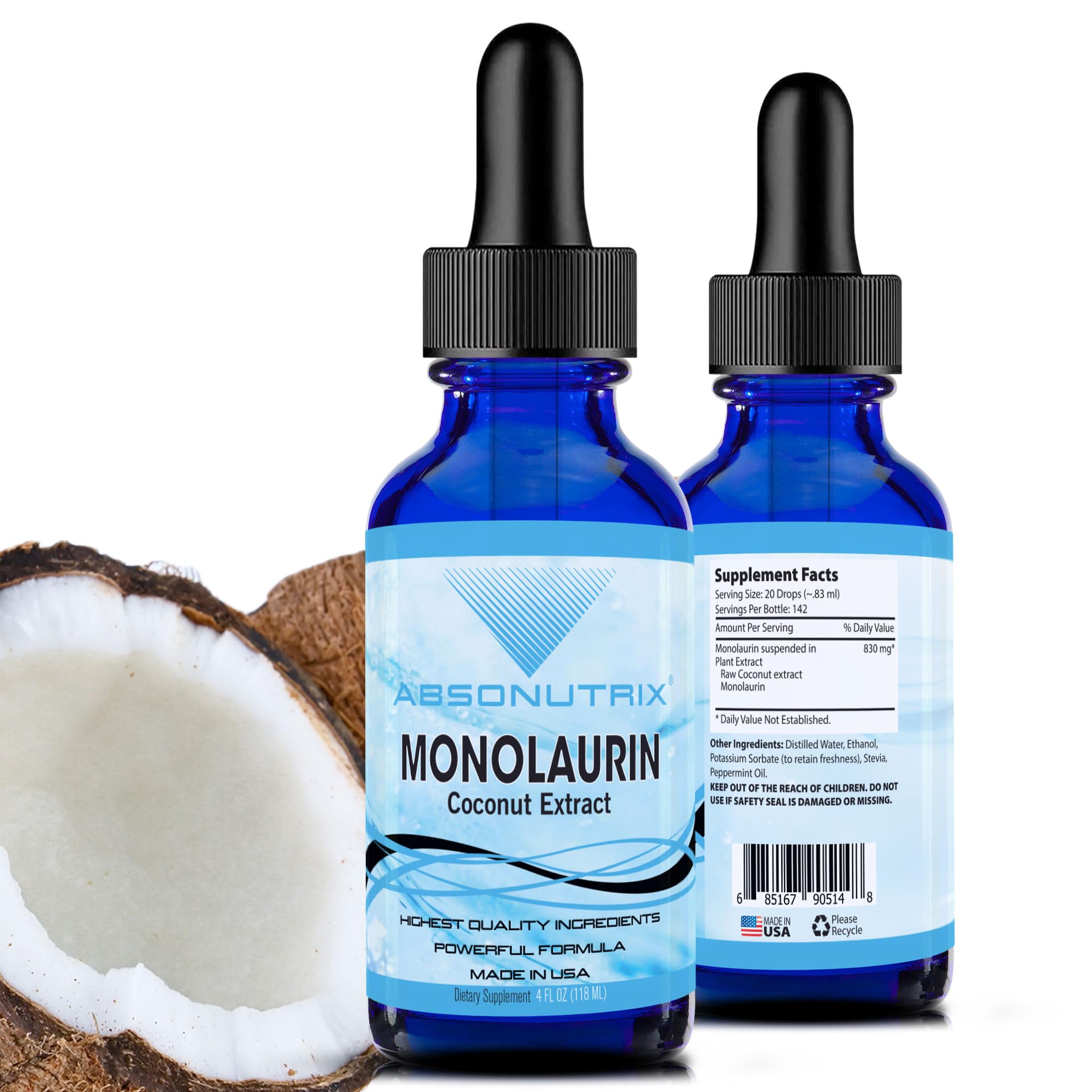 Absonutrix Monolaurin liquid extract bottle for daily use and absorption