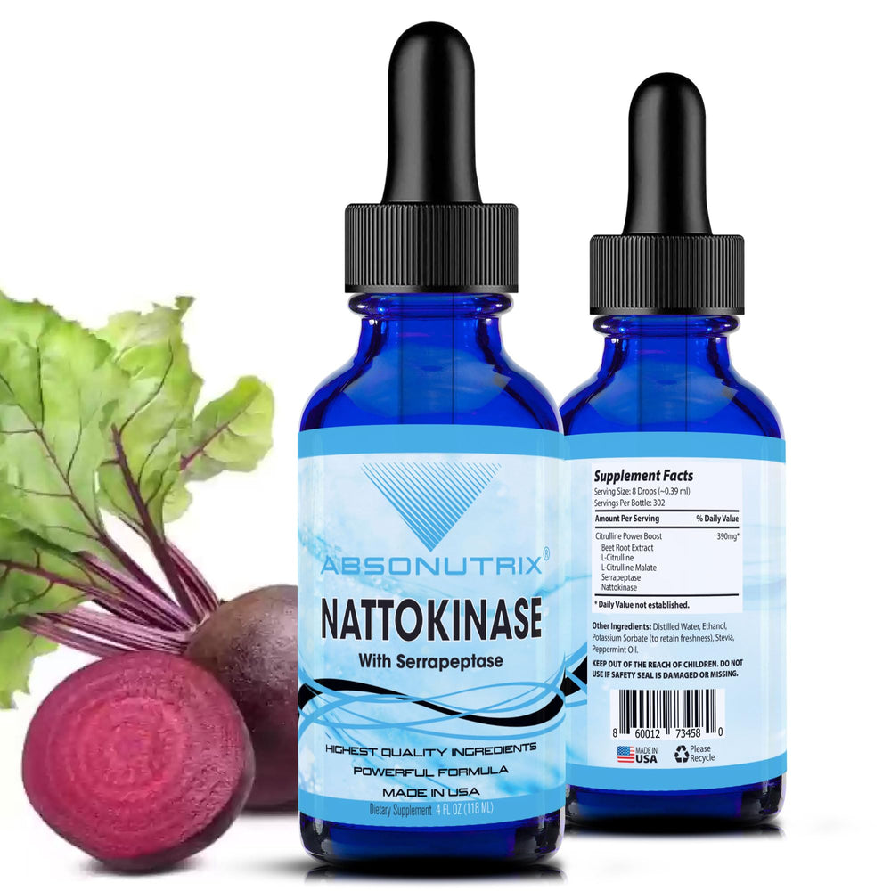 Absonutrix nattokinase-serrapeptase liquid drops bottle supports daily wellness with easy dosing