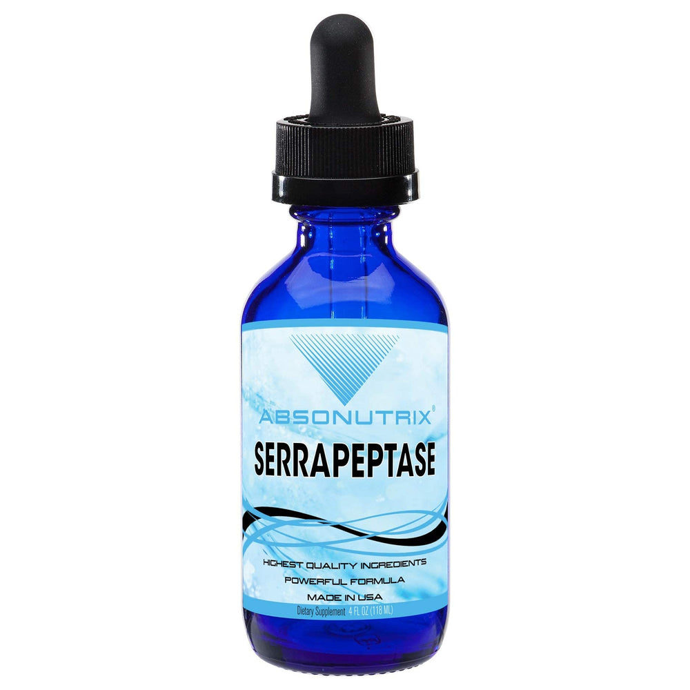 Absonutrix Serrapeptase enzyme bottle front for quick daily wellness support.