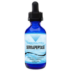 Absonutrix Serrapeptase enzyme bottle highlighting quick absorption and quality ingredients.