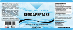 Absonutrix Serrapeptase enzyme non-GMO label highlights natural ingredients.