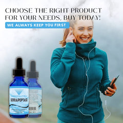Absonutrix Serrapeptase enzyme bottle beside glass for convenient dosing.