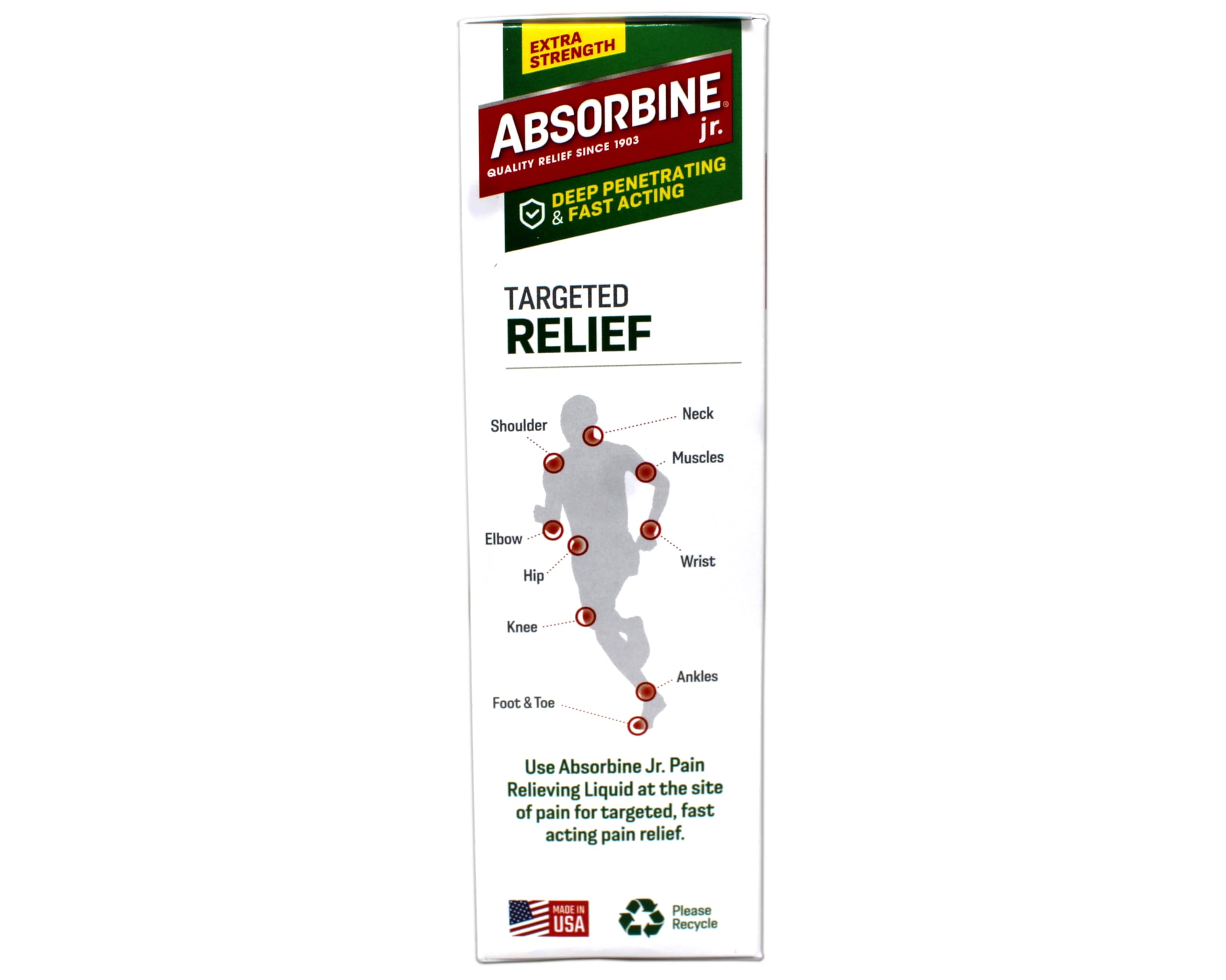 Absorbine Jr extra-strength menthol delivers cooling relief on affected areas.