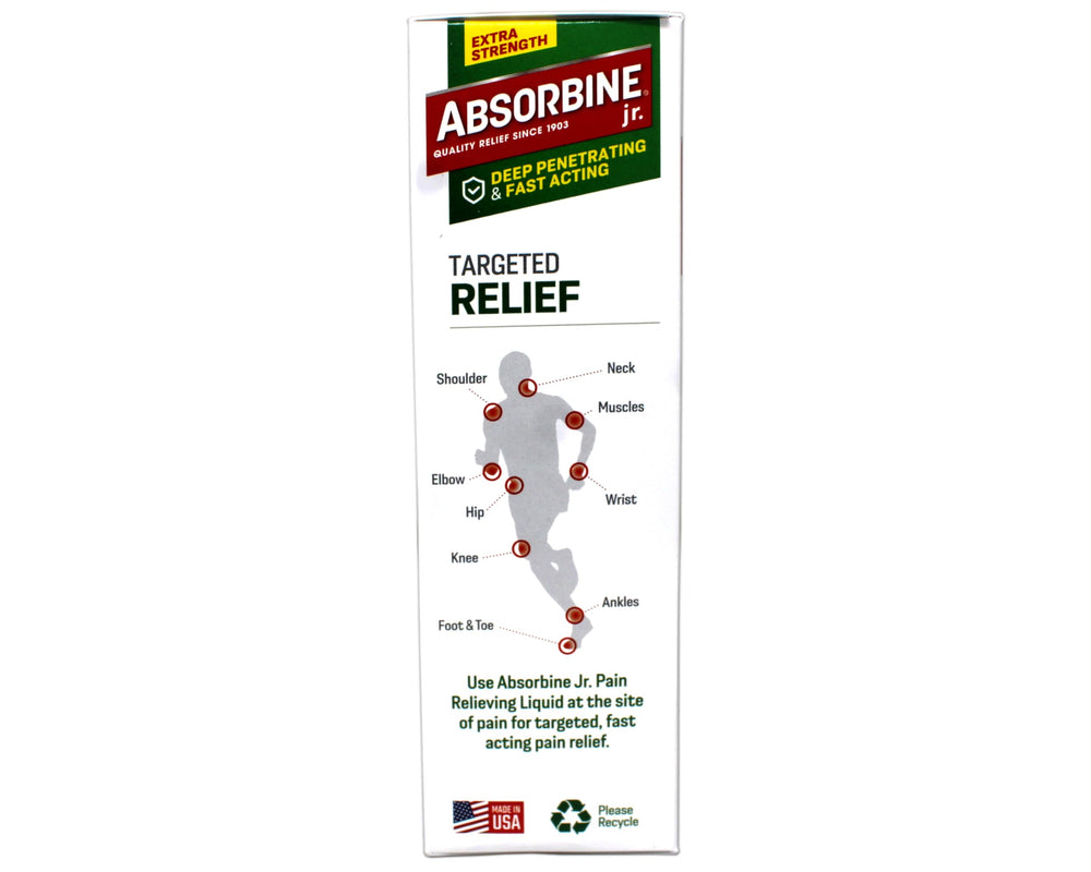 Absorbine Jr extra-strength menthol delivers cooling relief on affected areas.