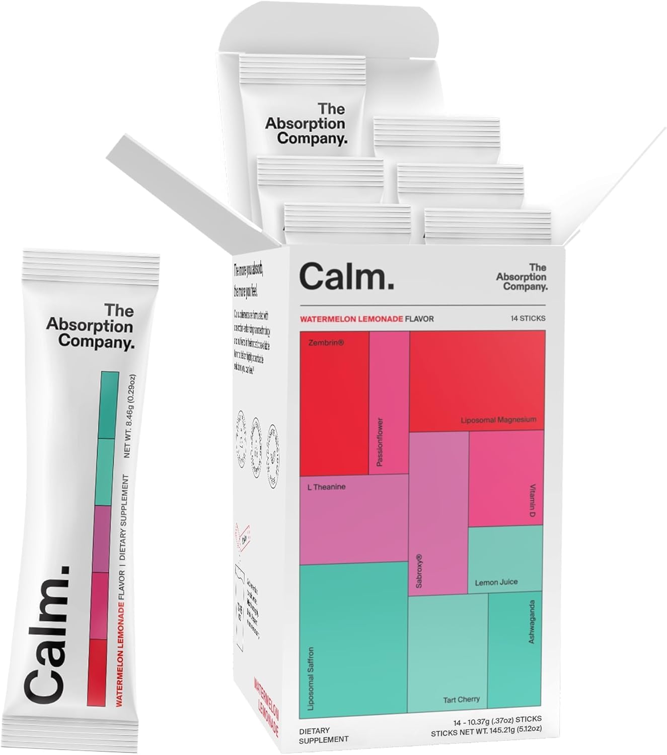 The Absorption Company Calm Drink Mix bottle with scoop for on-the-go relaxation.