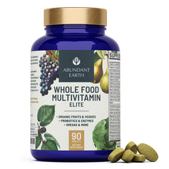 Abundant Earth multivitamin bottle pour for easy daily vitality support