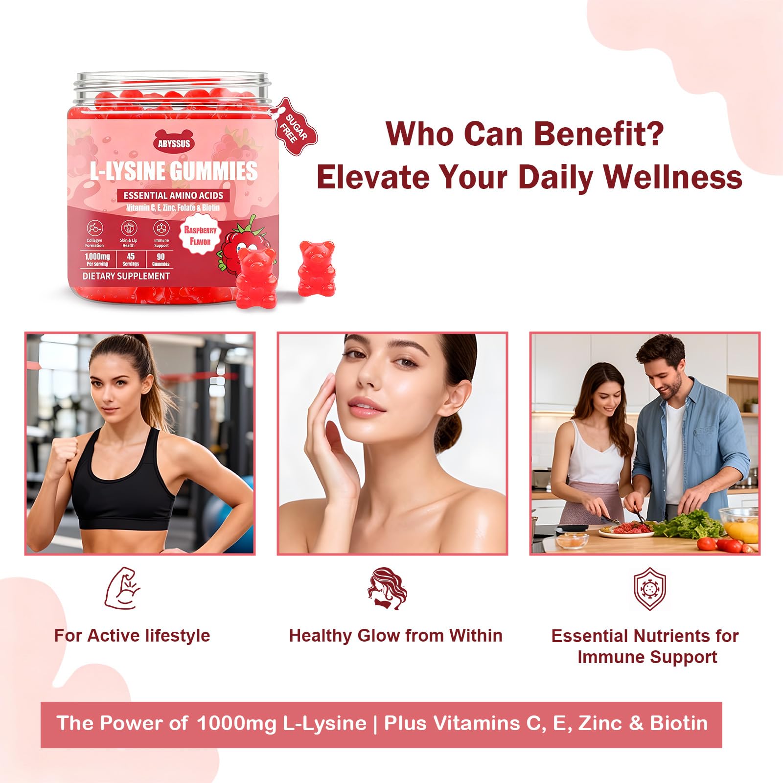 ABYSSUS Lysine daily use ritual with biotin and folate for skin support.