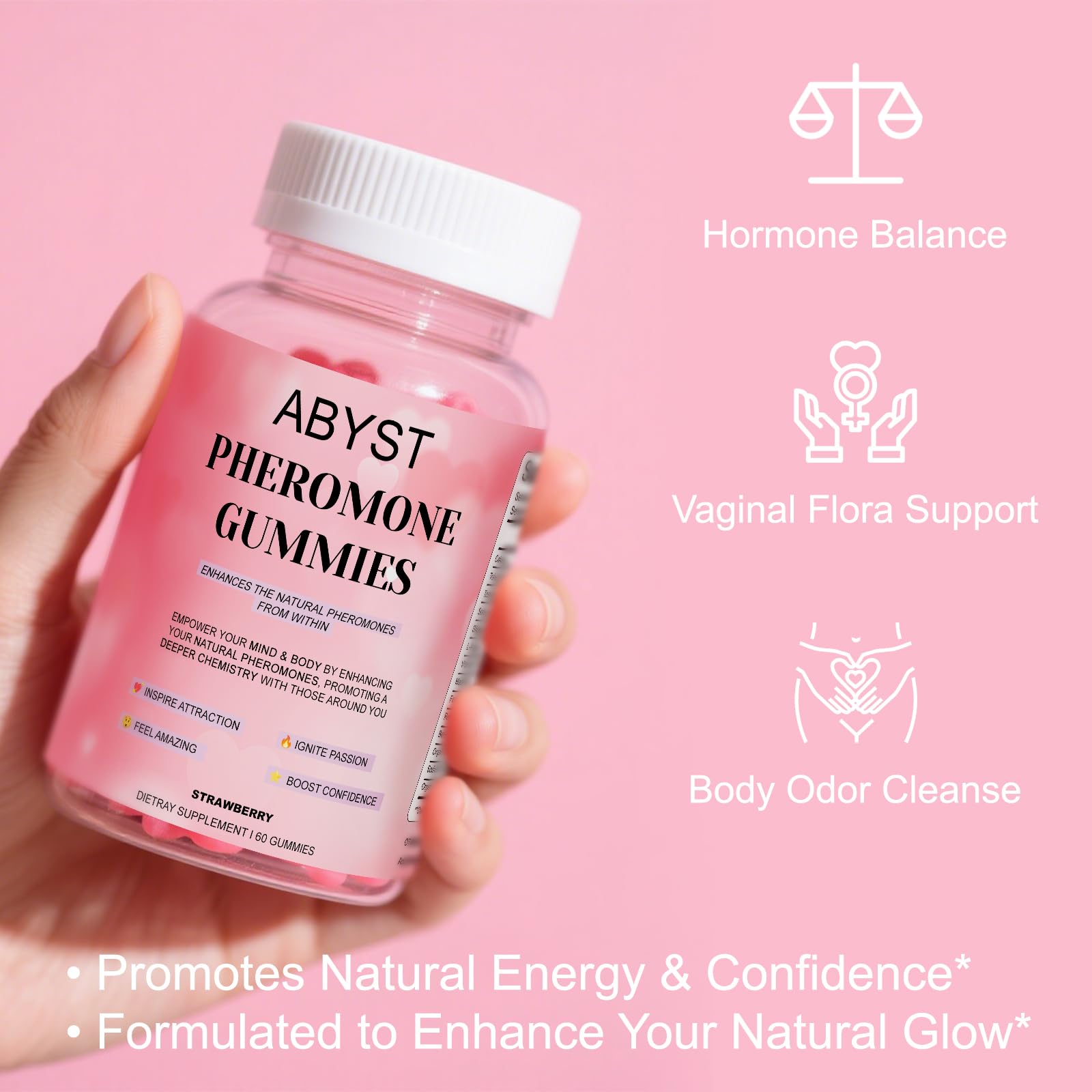 ABYST bottle held during a simple daily self-care routine.