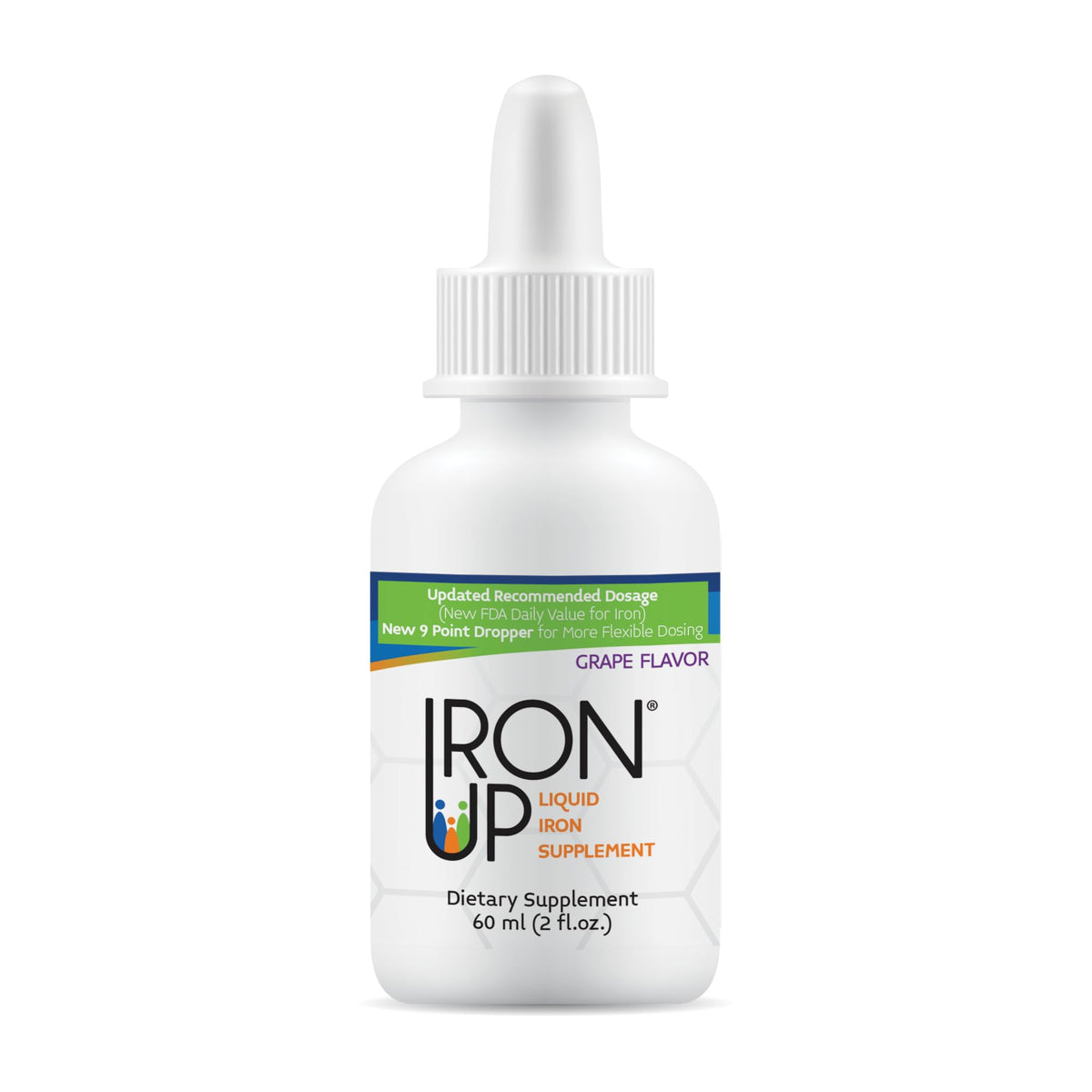 A.C. Grace Iron Up bottle front view highlights grape flavor for easy daily iron intake.