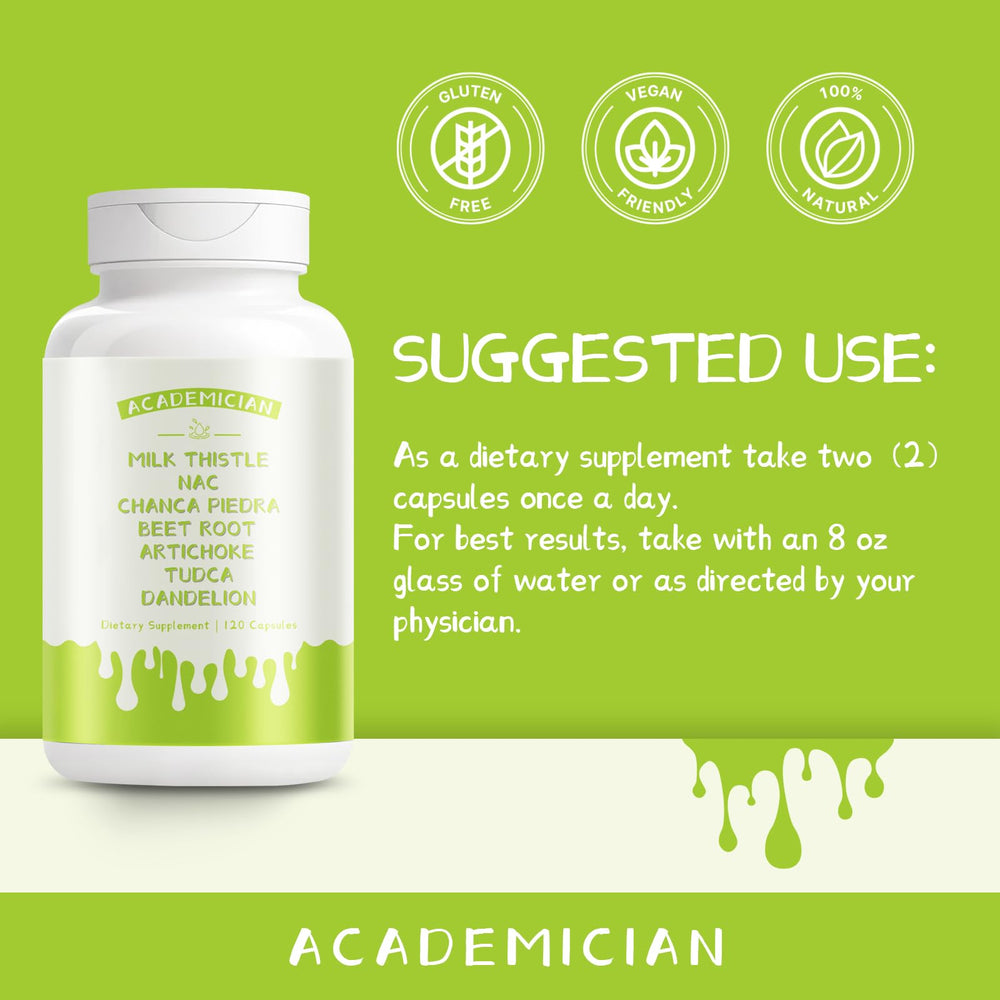 ACADEMICIAN Artichoke extract capsules featured for digestive-friendly formula.