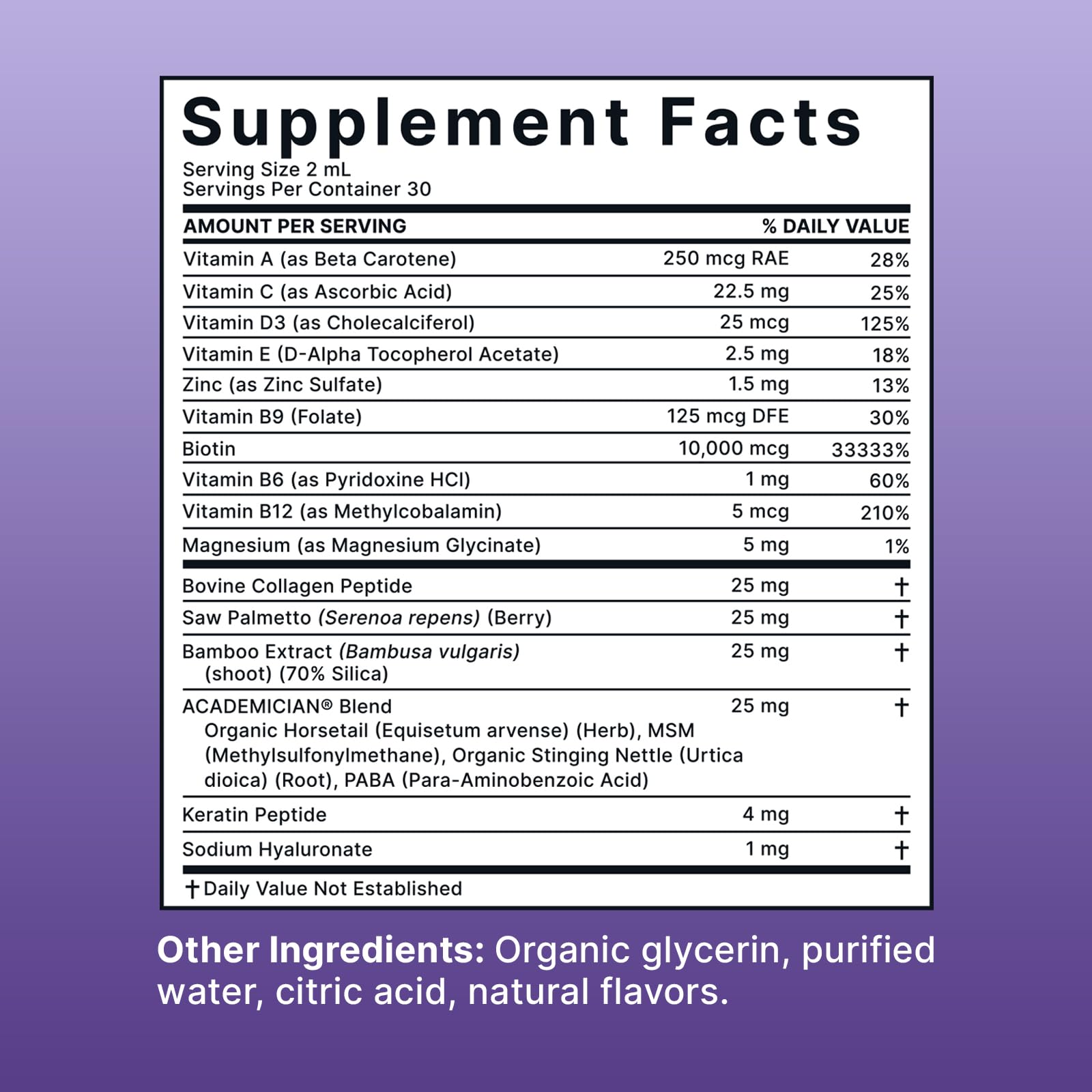 ACADEMICIAN vitamin A drops label focusing on daily vitamin support
