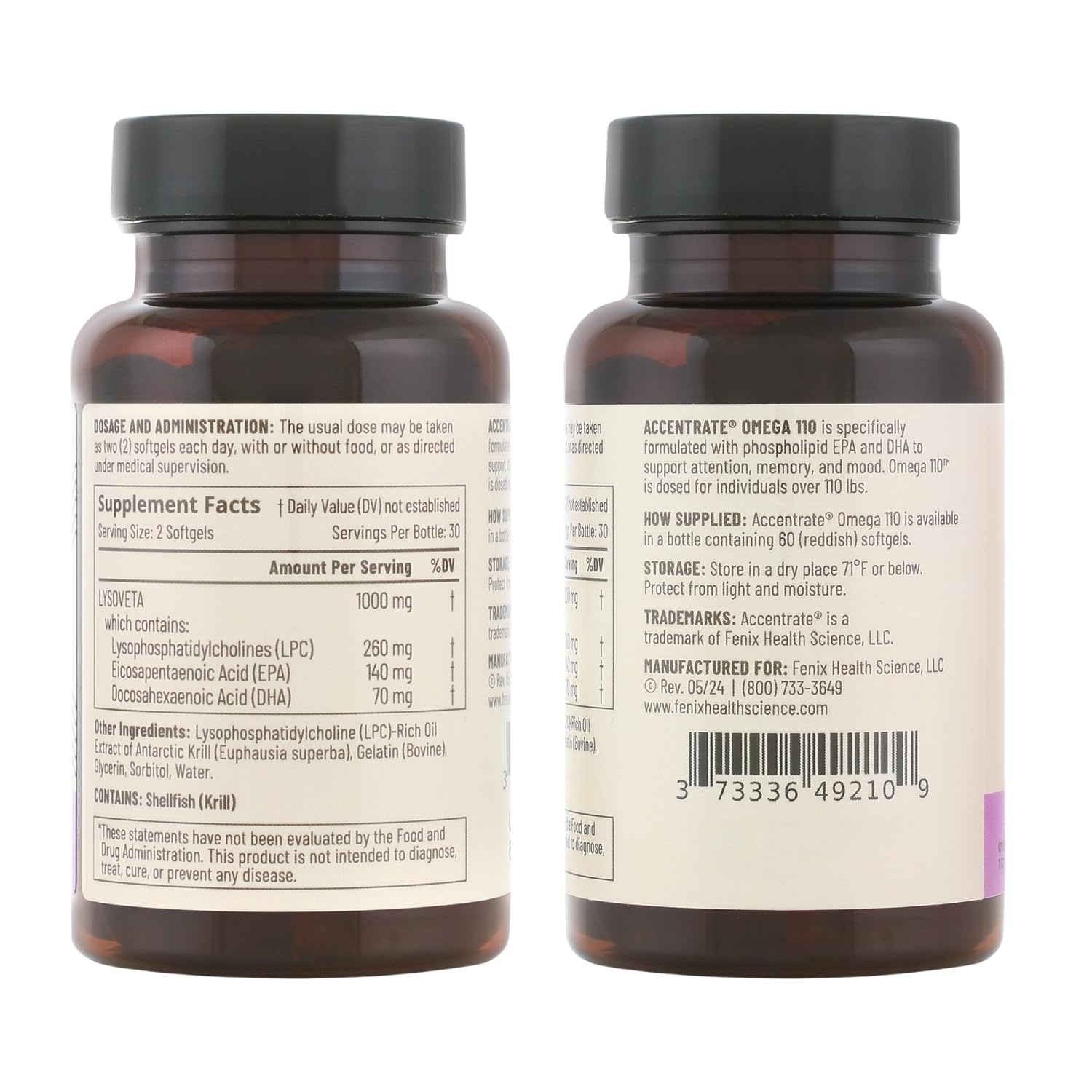 Accentrate Omega 110 hand-holding bottle ready for daily dose.