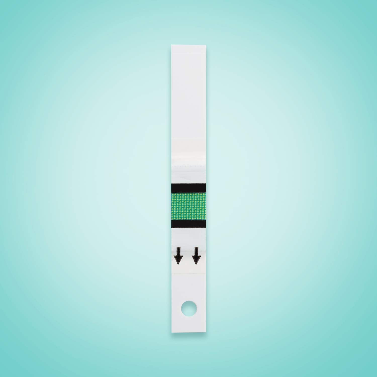 Close-up of Accu-Chek Active code-free strip for fast testing.