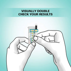 Accu-Chek Active strip in use for small 1-2 µL samples.