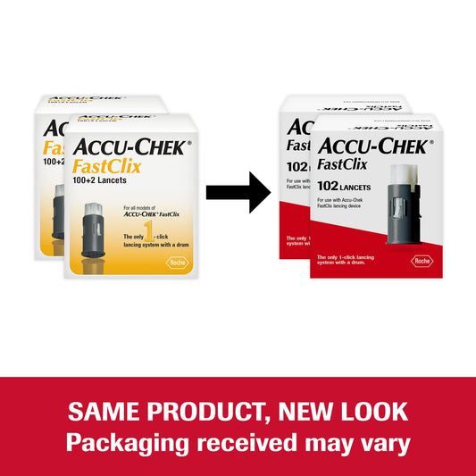 Accu-Chek FastClix two-month supply lancets ready for routine testing.