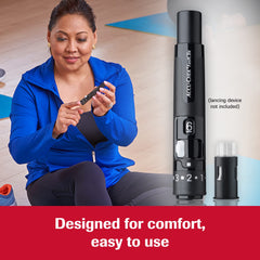Accu-Chek sterile thin-gauge lancets for gentle entry.
