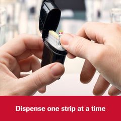 SmartPack dispenses one strip at a time to prevent drops.