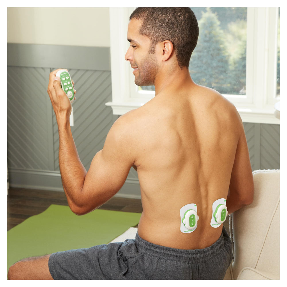 AccuRelief remote control showing easy setup and use