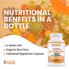 ACE NUTRITION Biotin bottle proudly labeled USA-made quality