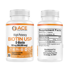 ACE NUTRITION High Potency Biotin pack shot with 3-bottle set