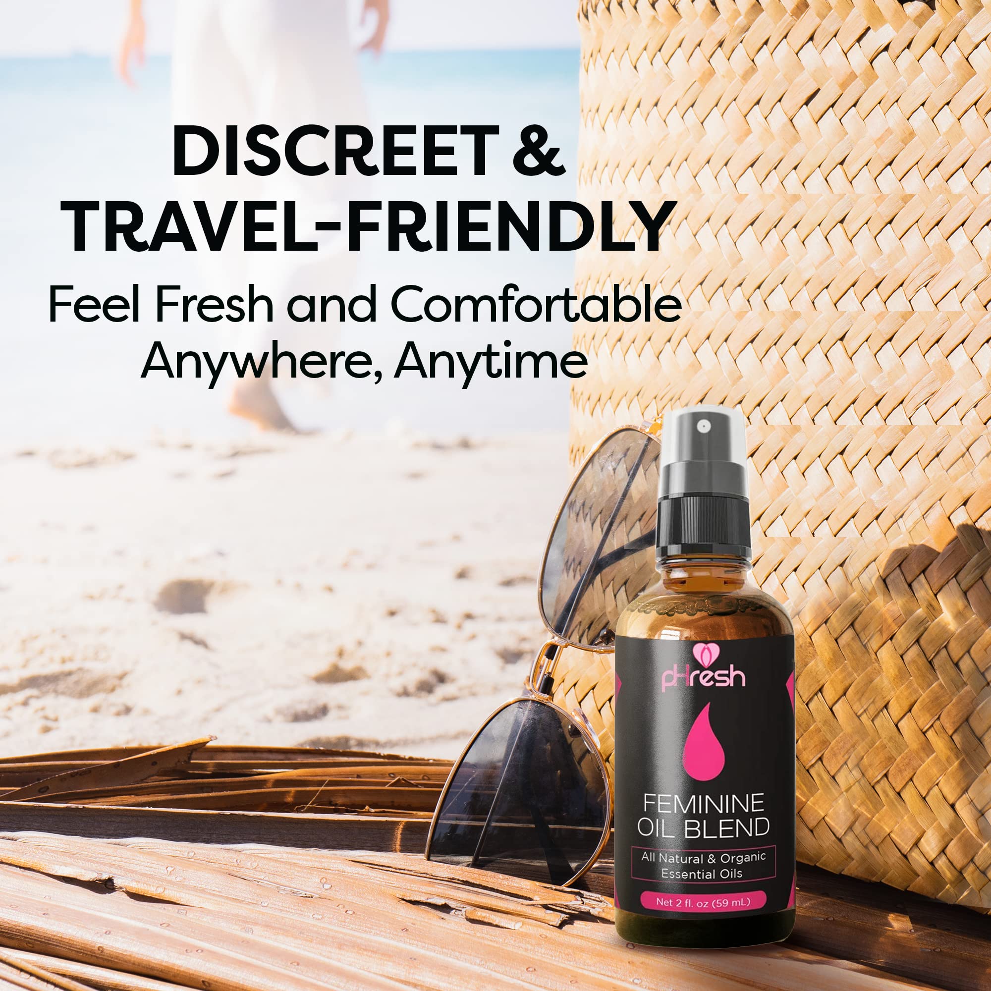 ACE NUTRITION pHresh travel-size spray in a purse; discreet daily care.