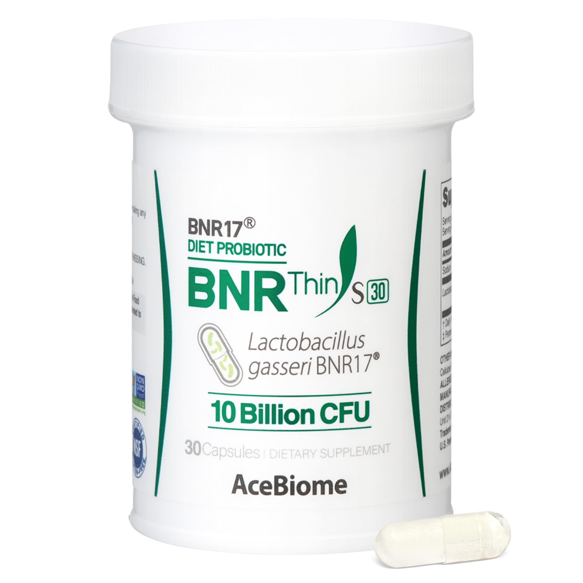 AceBiome BNRThin S30 bottle pour for easy daily probiotic use.