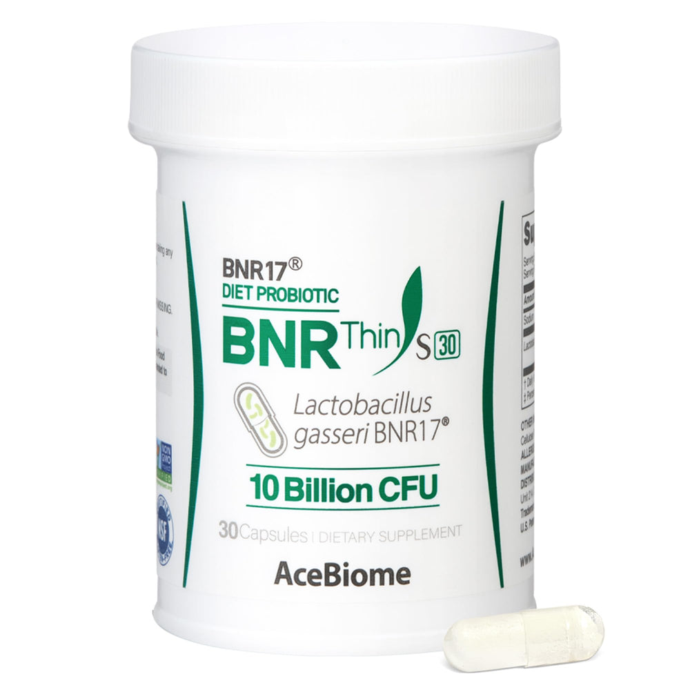 AceBiome BNRThin S30 bottle pour for easy daily probiotic use.
