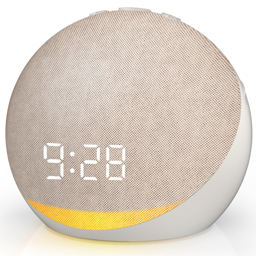 Acedeck sound machine alarm clock on a nightstand for gentle wake up and sleep sounds