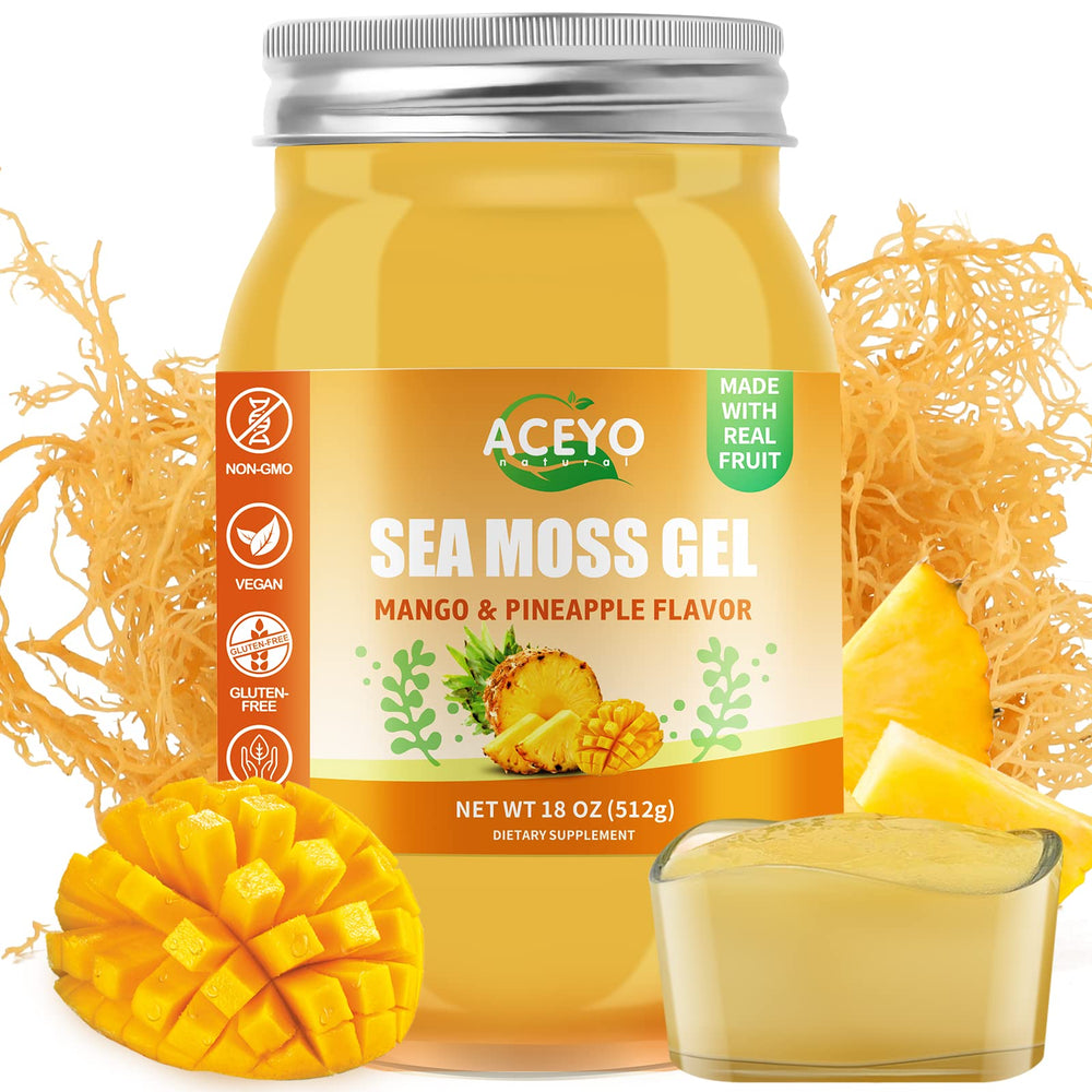 ACEYO Irish Sea Moss Gel mango pineapple jar ideal for smoothies and daily nutrients