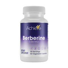 Achieve Berberine 1200mg bottle on shelf, supports daily vitality and wellness.