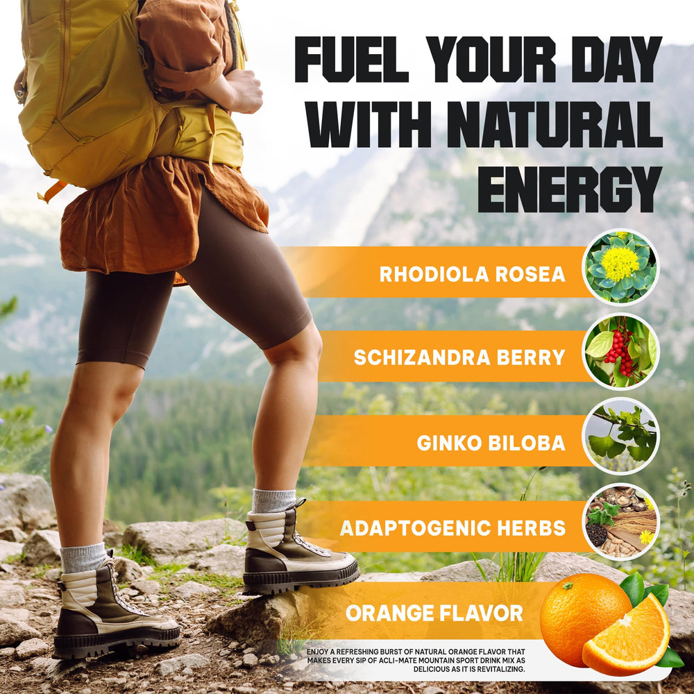 Active hiker using the bottle for steady hydration with Acli-Mate