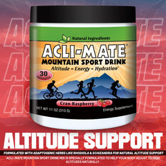 Acli-Mate electrolyte powder dispensed into water for quick hydration.