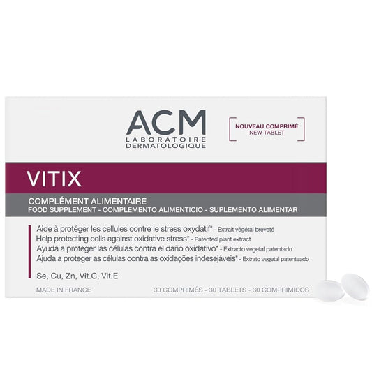 ACM Vitix bottle with 30 tablets for daily use.
