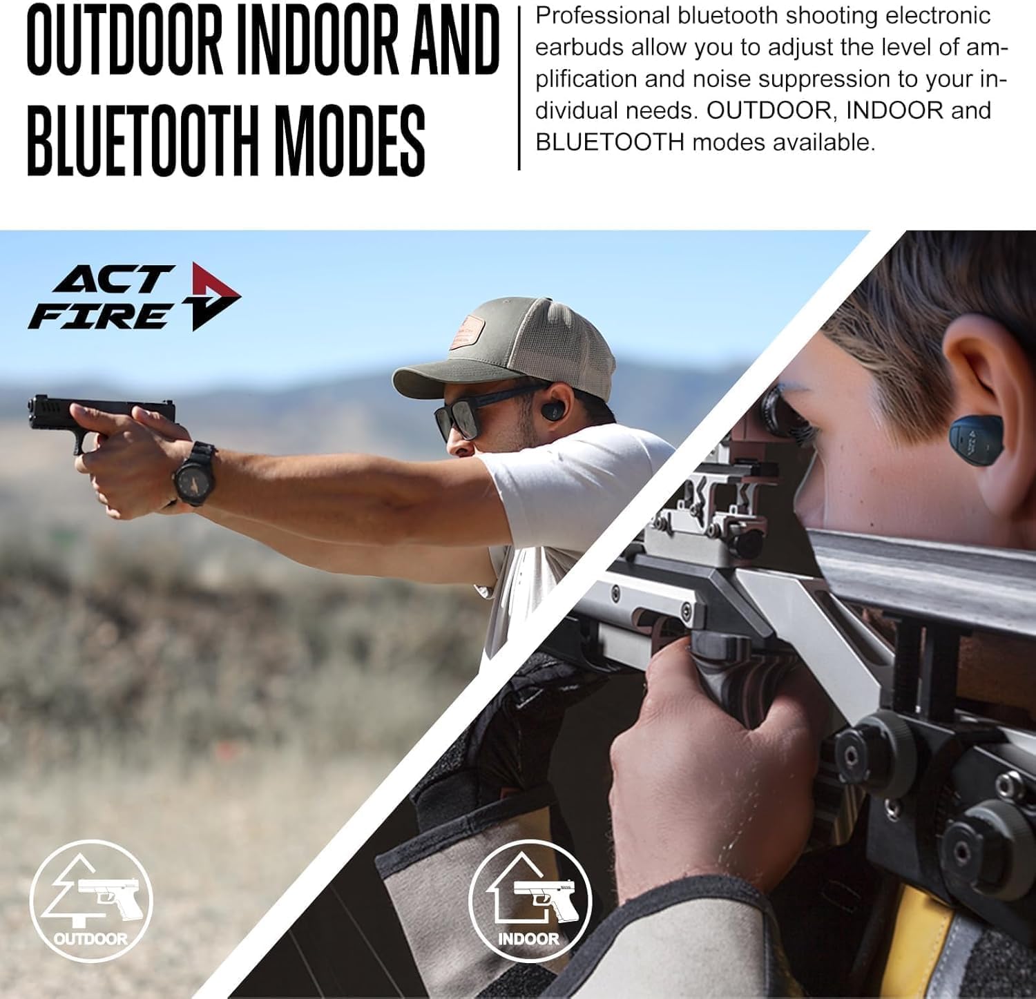 ACT FIRES long battery life sustains hours of shooting and calls.