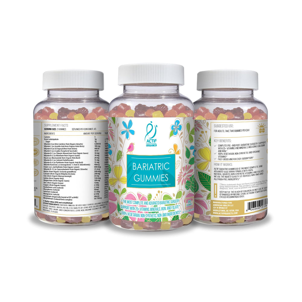ACTIF Bariatric Gummies close-up featuring soft gummies for easy daily use.