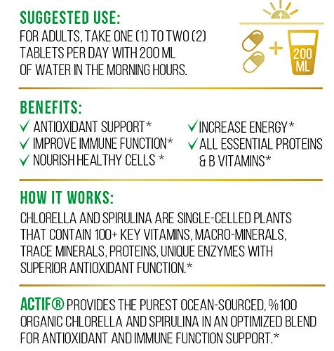 ACTIF ingredients close-up highlights chlorella and spirulina nutrients
