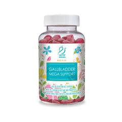 ACTIF Gallbladder Mega Support bottle front with strawberry gummies for daily wellness.