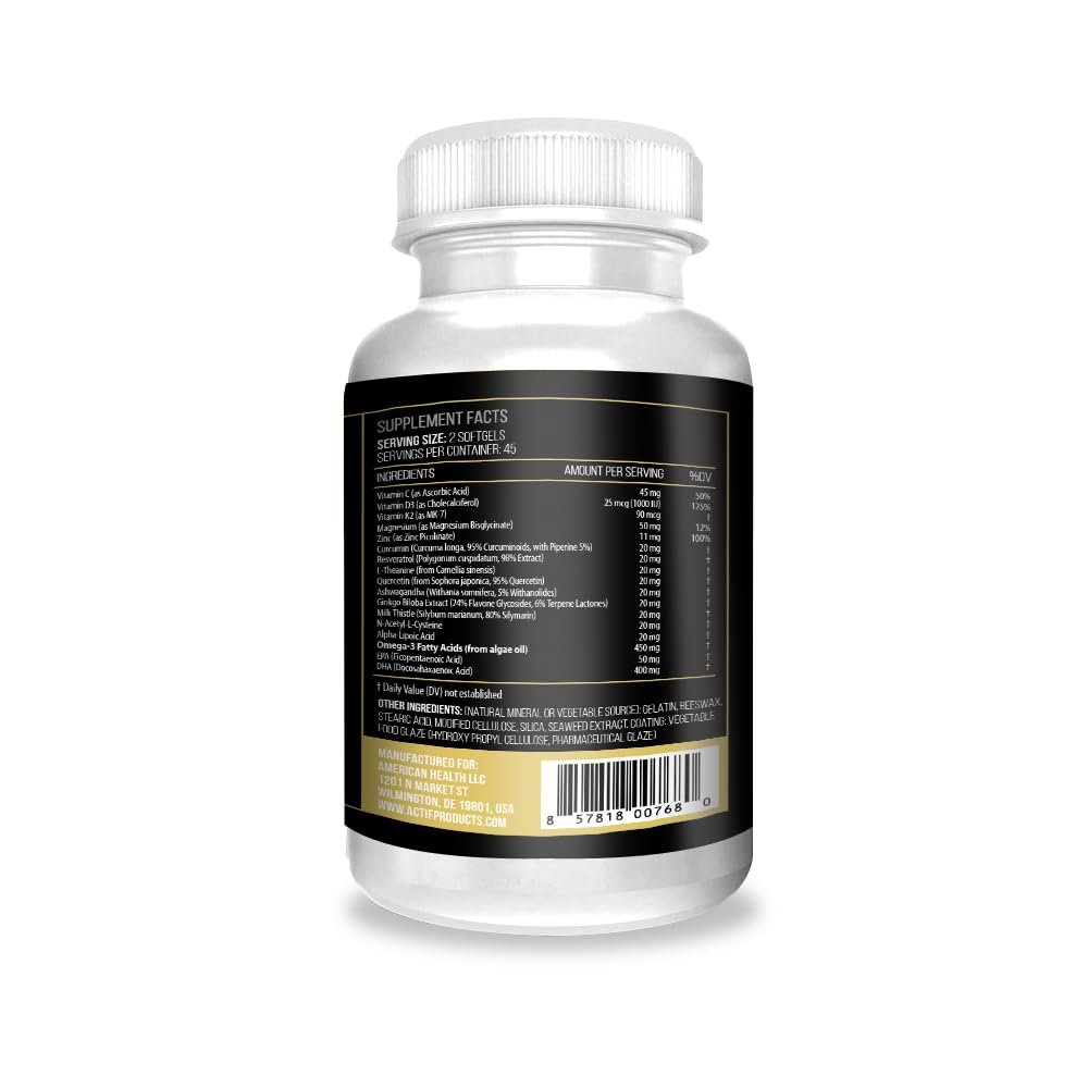 ACTIF Klotho Mega Support close-up of capsules, showcasing easy daily dosing.