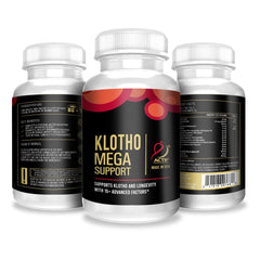 ACTIF Klotho Mega Support packaging, conveying purity and transparent ingredients.