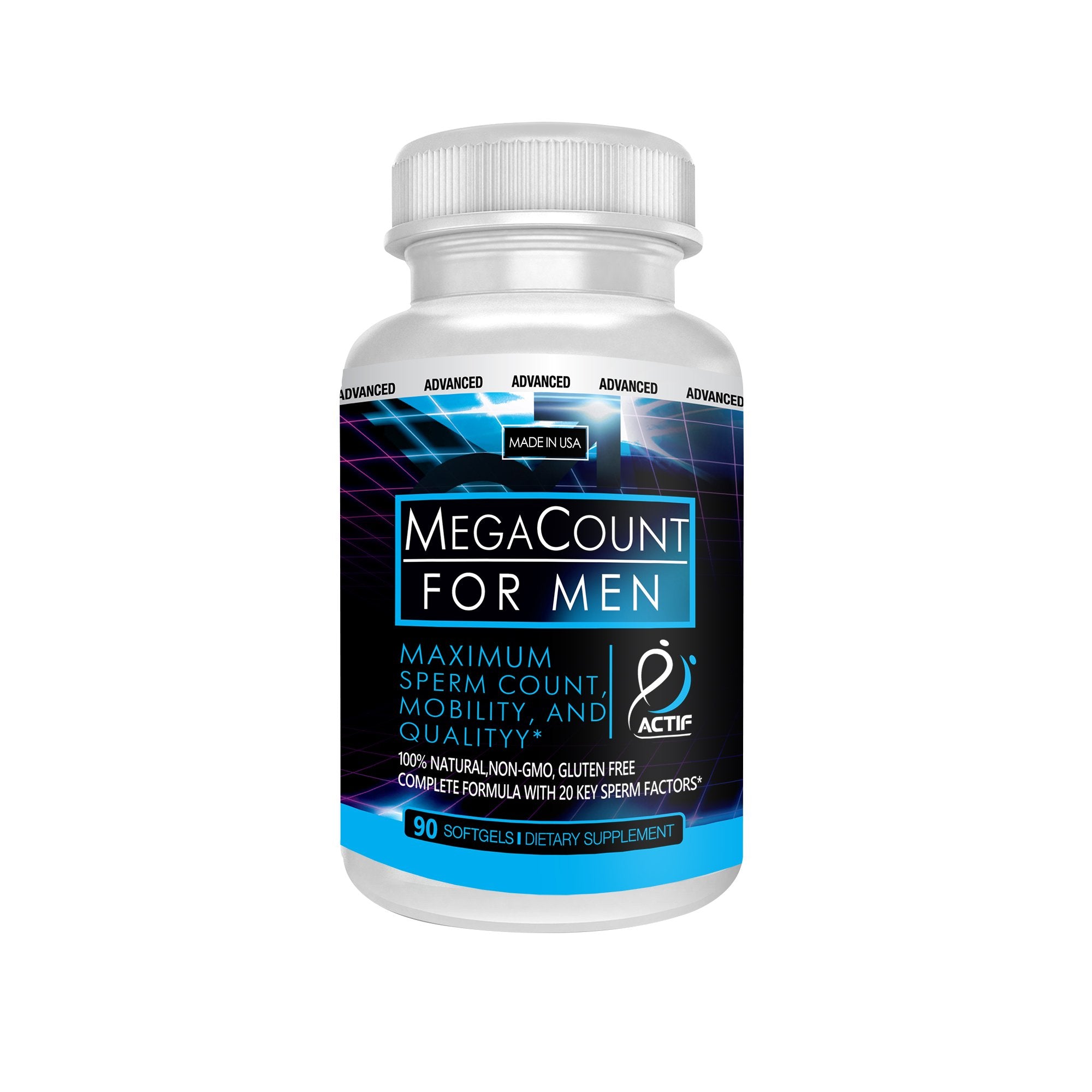 ACTIF MegaCount for Men bottle front view highlighting fertility support