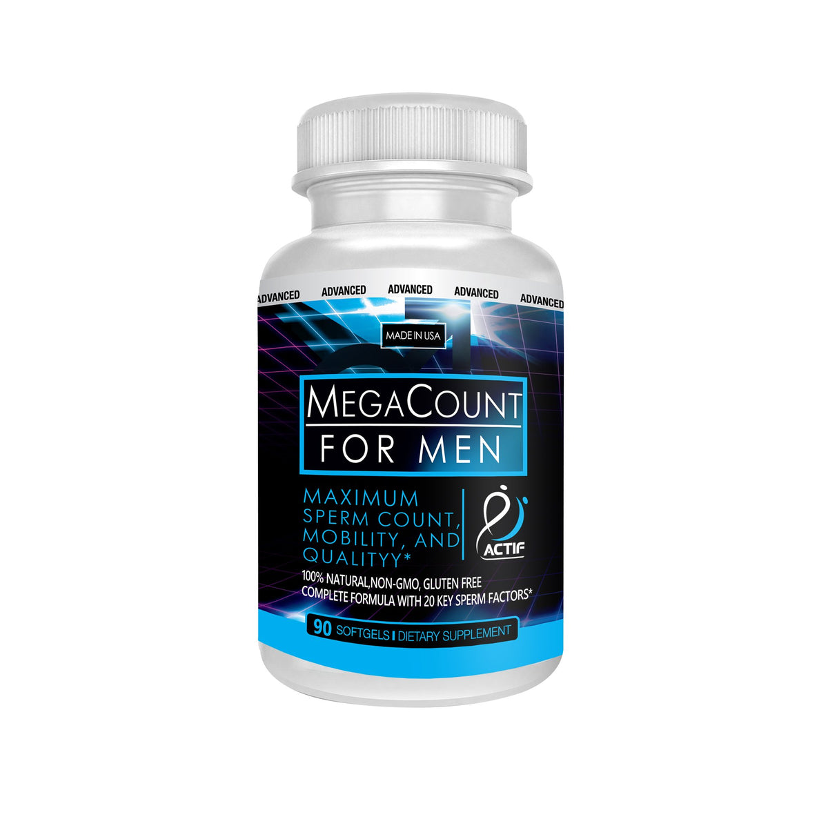 ACTIF MegaCount for Men bottle front view highlighting fertility support