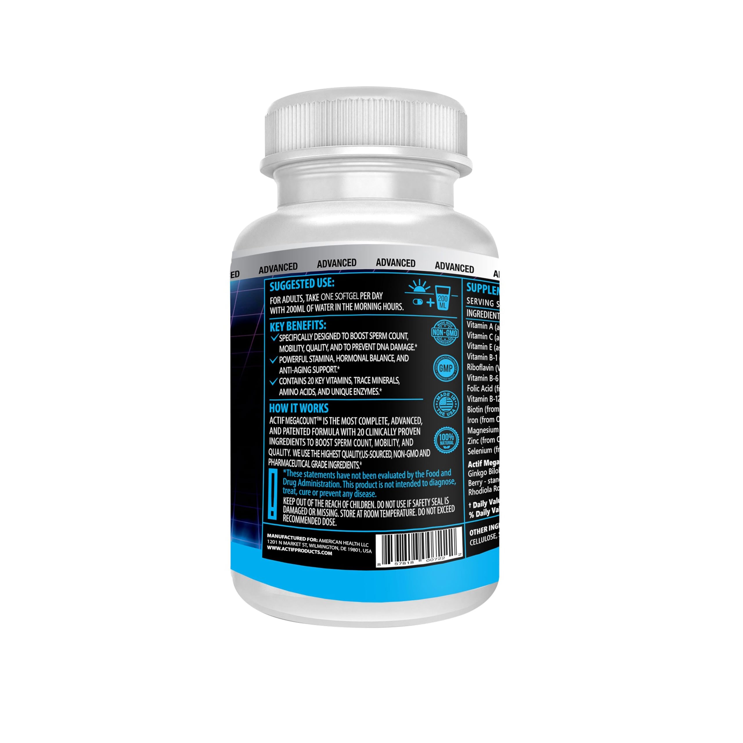 ACTIF MegaCount for Men ingredient blend close-up with antioxidants and vitamins